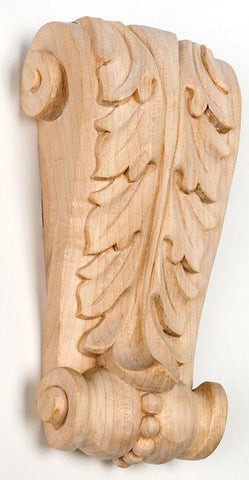 4-7/8'H X 2-1/2"W X 1-3/8"D - Small oak leaf corbel with beads