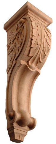 26 1/2"H X 7 3/8"W X 8 1/2"D - Extra Large scrolled acanthus leaf woodcraft corbel