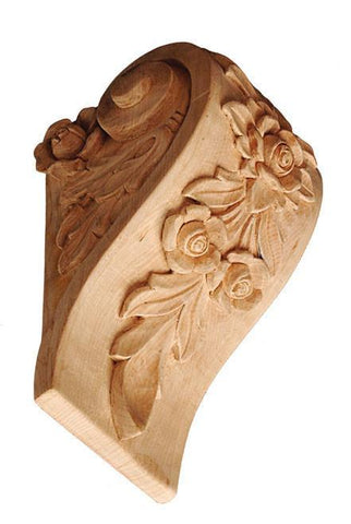 10-7/8"H X 6-1/2"W X 6-3/8"D - Extra large rose flower rounded corbel