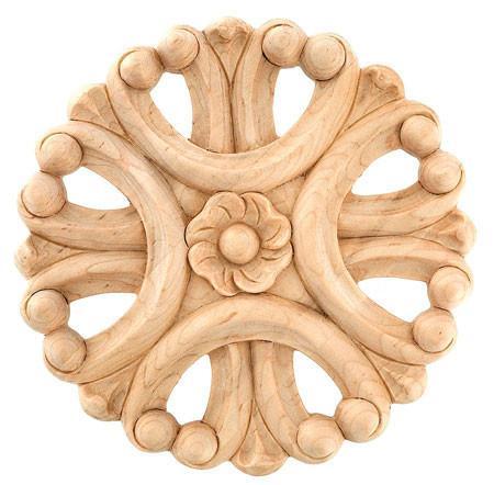 5 1/2"DIA X 5/8"D - Circular wooden flower large applique / rosette