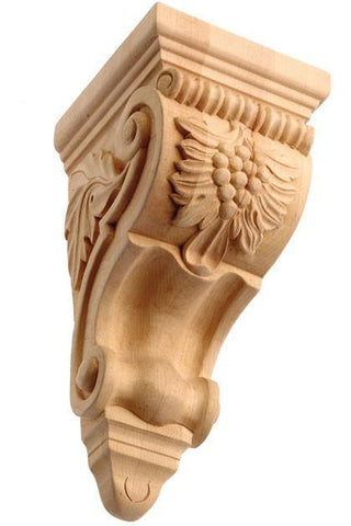 6-7/8"HX 3-1/8"WX 3-1/2"D -  Bunch of grapes on the mini oak corbel