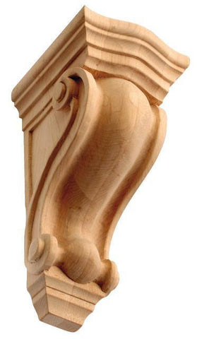 4-3/4"H X 2-7/8"W X 2-5/8"D - Wave style wooden mini corbel